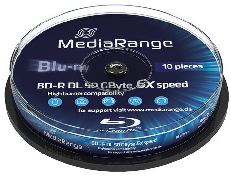 MediaRange BD-R DL, 50 ГБ, запись, 6 коробок для тортов, 10 WaWa