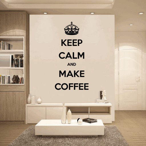 Dekoracja naklejka na lodówkę ścianę do kuchni KEEP CALM MAKE COFFEE 50cm