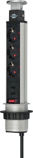 Настольный удлинительный кабель Tower-Power 3 розетки + 2xUSB 2 м H05VV-F 3G1.5 вкл.