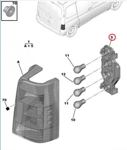 Вставка заднего фонаря LP 634679 Partner Berlingo ORG