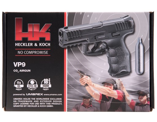 Пневматический пистолет H&K Heckler&Koch VP9 со свободным затвором, черный, 4,5 мм BB CO