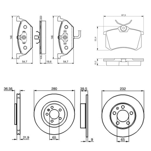 ДИСКИ BOSCH + КОЛОДКИ ЗАДНИЕ + ПЕРЕДНИЕ VW GOLF 4 IV BORA