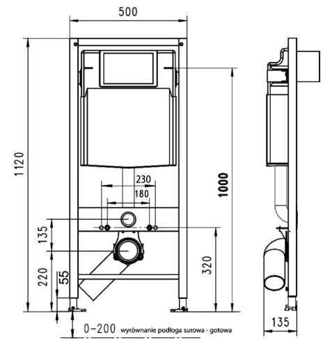 Каркас унитаза с/светом Jomo Tga 3/6L 1120 мм Кнопка белая + крепление