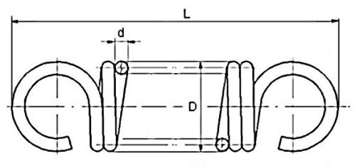 Пружина растяжения 1,5х14х60, оцинкованная