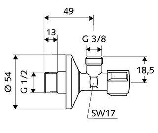 УГЛОВОЙ КЛАПАН SCHELL COMFORT 1/2 x 3/8 052120699