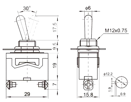 PRZELACZNIK HERMETYCZNY ON/OFF/ON 12-230V TS-603