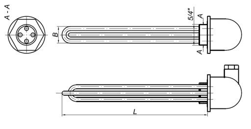 Нагреватель для котла ГРБК 2х2000Вт тип U 5/4'' польский W039