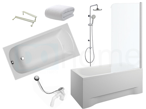Польская ванна Polymat 130x70 Экранный корпус Syfon Shower