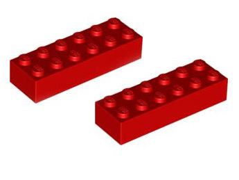 Кубики LEGO 2x6 4181138 44237 красный WeDO 9580