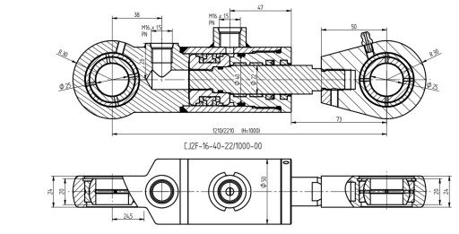 ГИДРАВЛИЧЕСКИЙ ЦИЛИНДР CJ2F 40x22, ХОД 1000 мм