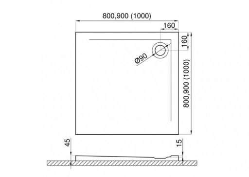 ПОЛЬСКИЙ НАПОЛЬНЫЙ ДУШЕВОЙ ПОДДОН SLIM 100x100x4,5 СИФОН