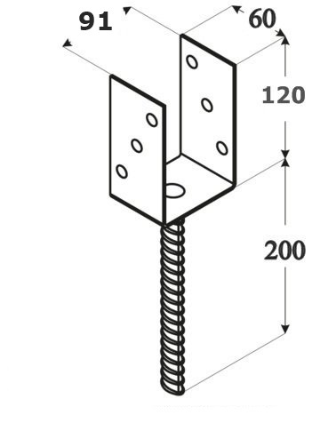 Podstawa słupa do wmurowania kotwa U 90 mm gr 4mm