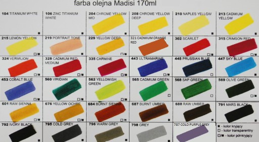 DUŻE farby olejne Madisi 170ml 688 raw umber