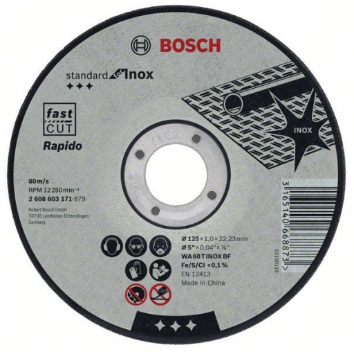 Диск BOSCH 125x1 мм для резки нержавеющей стали и металла.