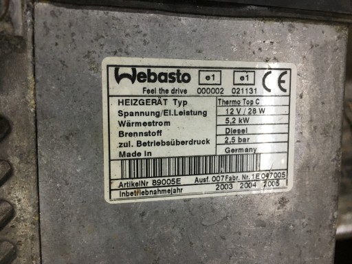 RENAULT MASTER 2 OGRZEWANIE WEBASTO THERMO TOP C