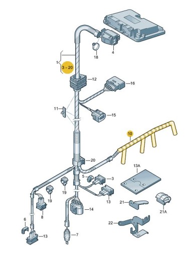ЖГУТ ПРОВОДОВ СВЕЧИ НАкаливания VW SEAT SKODA AUDI 028971766