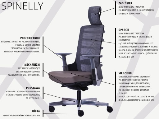 Эргономичный офисный стул Spinlly, ВЫСОКИЙ, белый