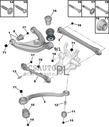 TULEJA WAHACZA TYŁ CITROEN C5 C6 PEUGEOT 407 508