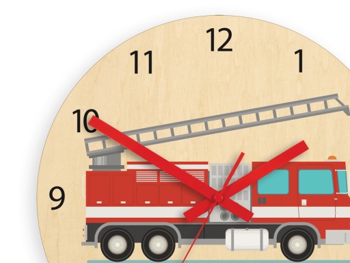 Детские настенные часы Пожарная машина КРАСИВЫЕ ЦИФРЫ