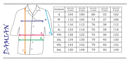 Fartuch męski na napy z kołnierzykiem RÓŻNE KOLORY r. 3XL