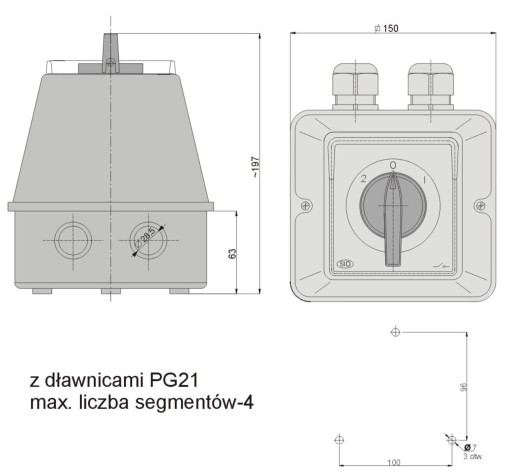 Коммутатор питает сеть генератором на 63А в корпусе IP65.