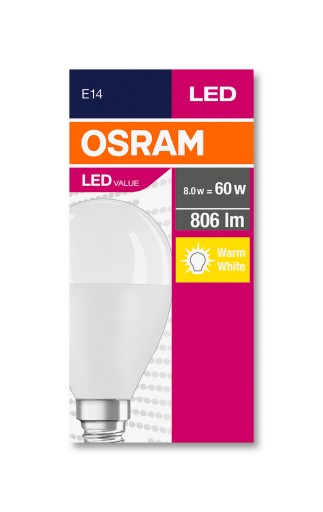 Светодиодная лампа BALL E14 8W 60W OSRAM 2700K WARM