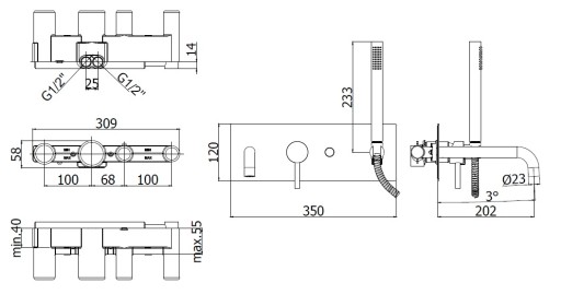 СКРЫТЫЙ СМЕСИТЕЛЬ ДЛЯ ВАННЫ PAFFONI LIGHT LIG001