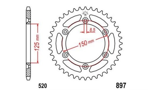 Zębatka Tył JTR897-52 520 KTM SX-F 250 350 450 505