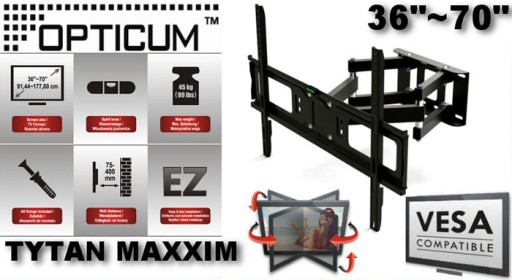 UCHWYT WIESZAK TELEWIZORA LCD LED MAXXIM 36-70cali