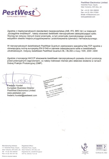 20W/60cm nierozpryskowa świetlówka owadobójcza