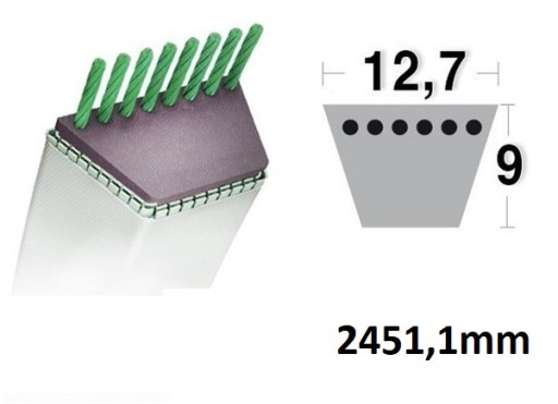 Ремень привода ножа MTD 754-04060 оригинал 12,7x2451 тракторный 107 см Bolens