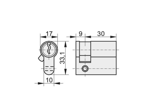 ВСТАВКА ОДНОСТОРОННЯЯ ДЛЯ ЗАМКА KASTEL GRAM LOCK 30X9