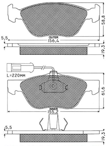 MIKODA БЛОКИ 71184 ALFA ROMEO 147 156 166 передние