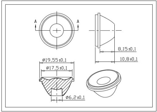 Коллиматор линзы Power Led 25 градусов 1-3 Вт