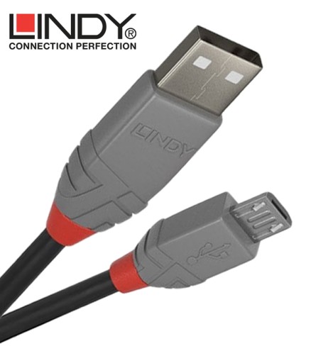 Lindy 36734 USB 2.0 A — линейный кабель Micro B Anthra — 3 м