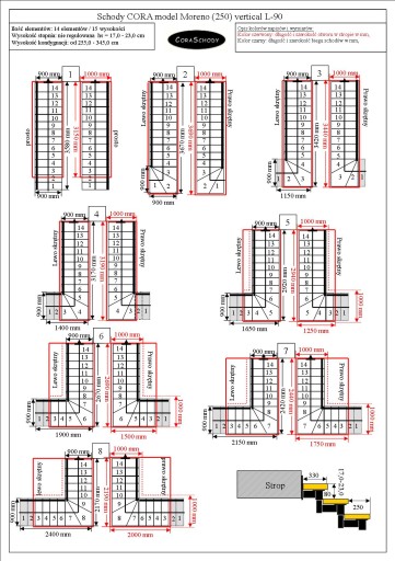 Лестница CORA-Moreno 250 вертикальная L-90, 14 элементов