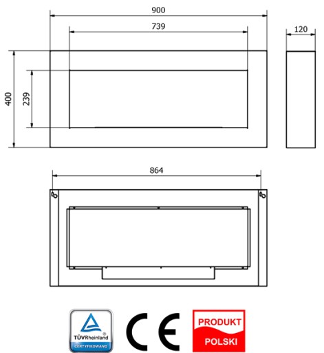 БИОКАМИН WHITE BOX 90x40 900x400 Сейф