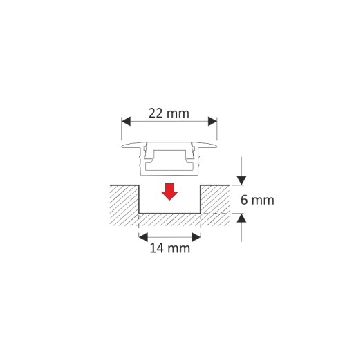 Profil aluminiowy INLINE MINI XL do taśmy LED 2m