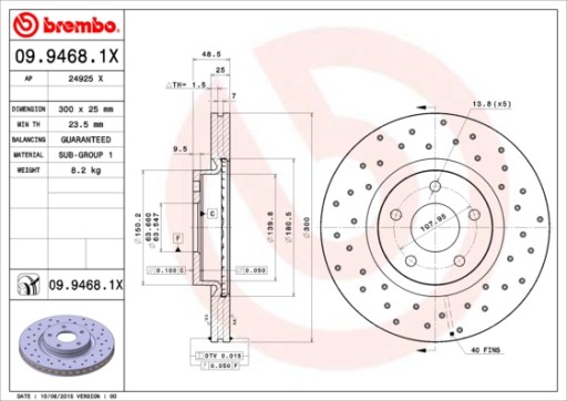 ПЕРЕДНИЕ ДИСКИ BREMBO XTRA FORD FOCUS III KUGA I II