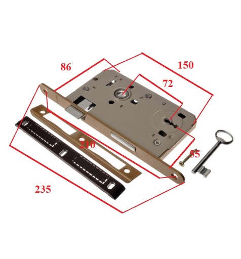 Zamek drzwiowy wpuszczany JANIA 72/55 KLUCZ