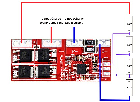 Модуль BMS 4s 15A Li-ion 18650 14,4 В 14,8 В Зарядное устройство