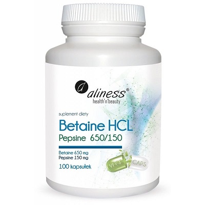 BETAINE HCL Бетаин, пепсин 650/150 мг х 100 капсул
