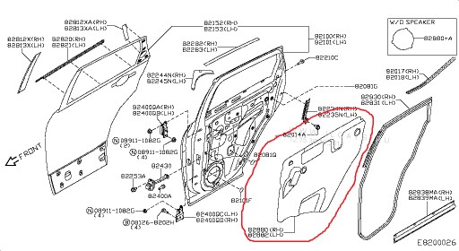 КОМПЛЕКТ ЗВУКА ЗАДНЕЙ ДВЕРИ NISSAN Qashqai J11