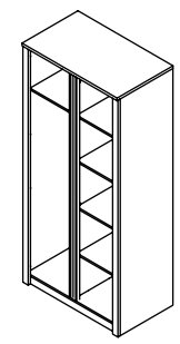 Шкаф с полками и штангой, вешалка для белья двухдверная MONTANA S2D ДУБ ЛЕФКАС