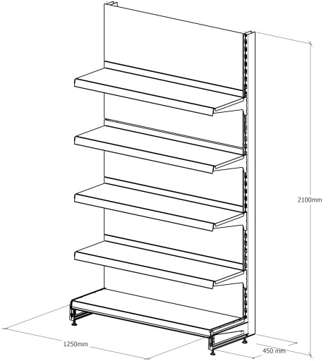 MAGO металлическая стенка ПОЛКА ДЛЯ МАГАЗИНА 210/125/45