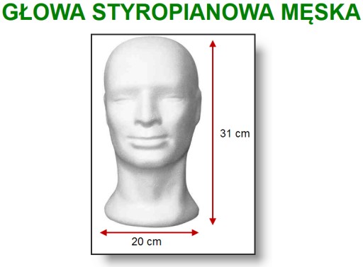 MĘSKA GŁOWA STYROPIANOWA