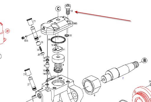 Винт Torx F01M100684, крепящий головку насоса CRx12.