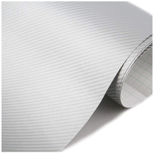 FOLIA OKLEINA CARBON 4D POŁYSK SREBRNA 152 x 10 cm