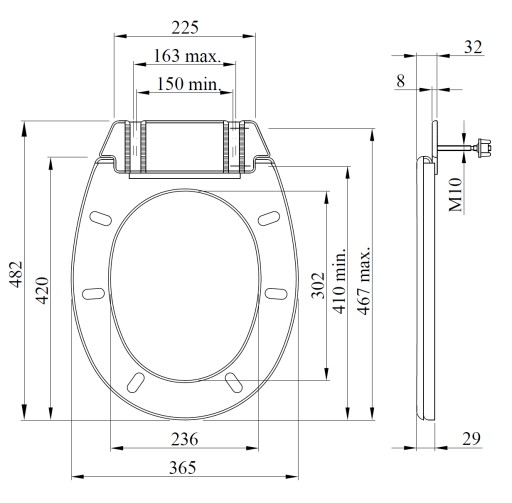 ASPEAN СИДЕНЬЕ ДЛЯ УНИТАЗА С ПОЛОЧКОЙ 48X36 СМ