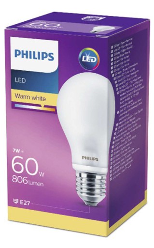 Светодиодная лампа PHILIPS, резьба E27, 7 Вт или 60 Вт.